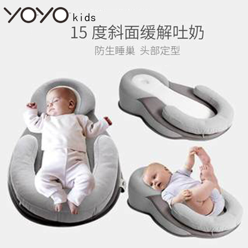 Yoyokids source manufacturer baby anti-vomiting slope pillow anti-deviation shaped pillow baby pillow foreign trade