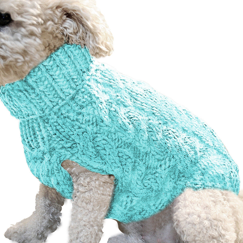 Dog cute pet sweater fashionable autumn and winter new pet clothes solid color twisted knitted warm clothing comfortable