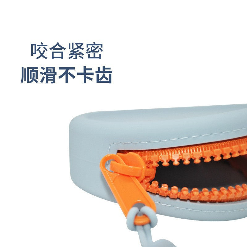 Silicone round coin purse earphone bag children's zipper small storage bag pet silicone dog food bag simple gift bag