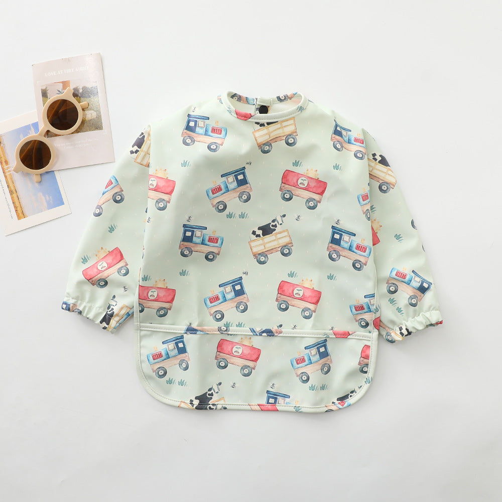 Danish children's waterproof anti-clothing bib baby eating bib super soft waterproof baby rice pocket anti-dirty feeding