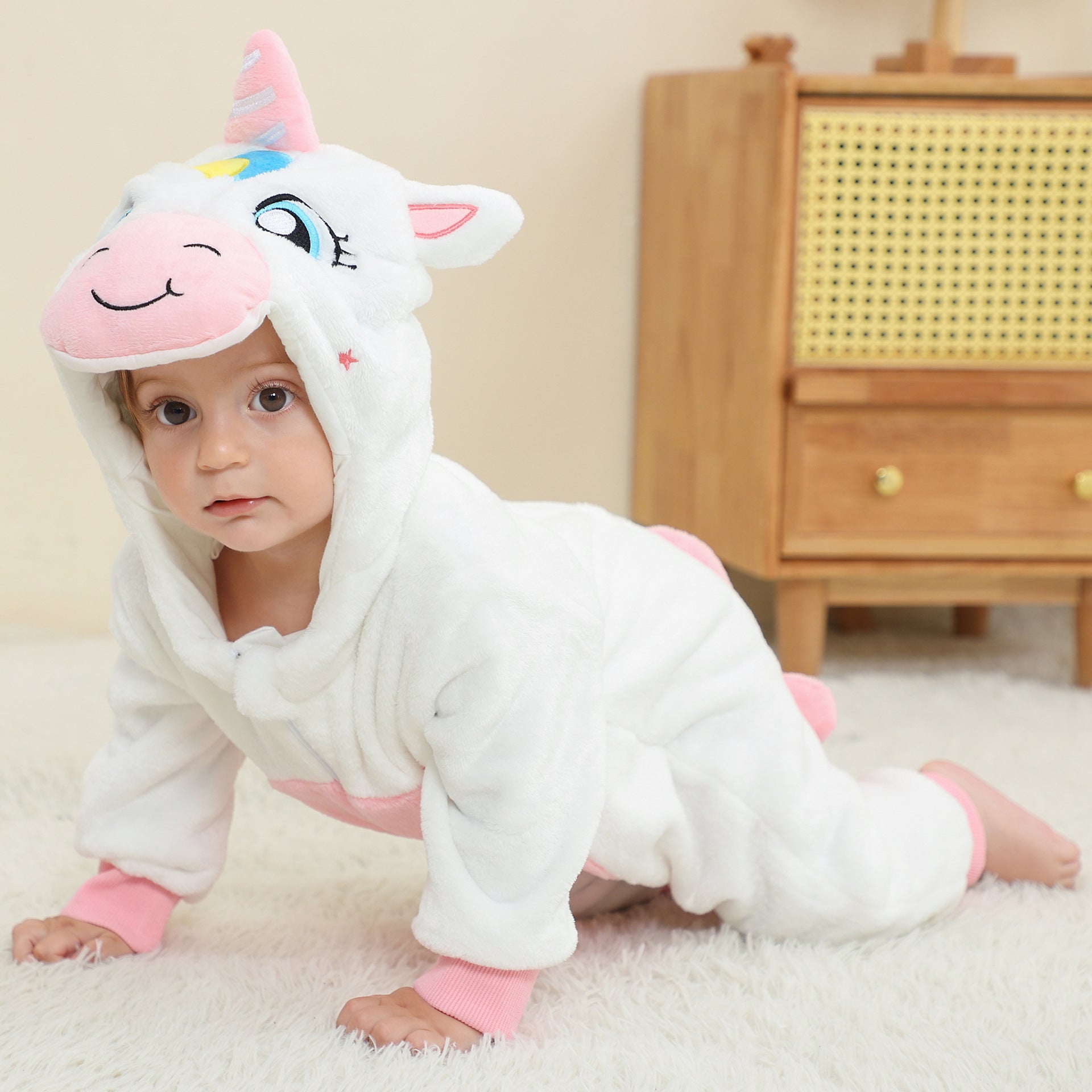 MICHLEY cross-border children's animal jumpsuits crawling clothes baby large size crawling clothes infant flannel crawling clothes