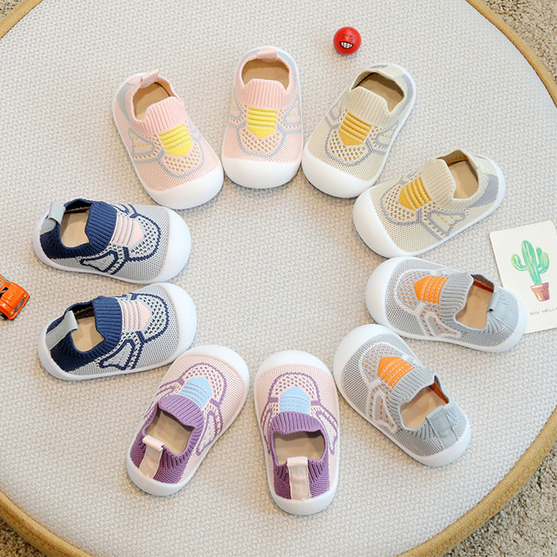 Spring and Autumn Baby Toddler Shoes Non-slip Soft Soled Baby Shoes Breathable Mesh Socks Shoes One-Step Baby Toddler Shoes