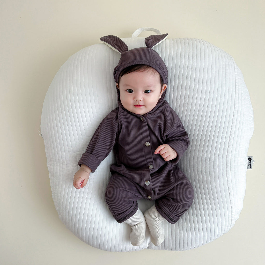 2025 baby girl cute onesie infant spring and autumn new style rabbit one-piece romper threaded boy crawling clothes