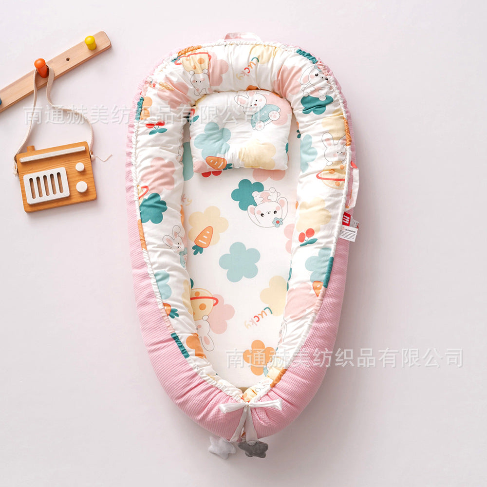 Hemei honeycomb breathable detachable and washable portable baby bed mid-bed bionic baby nest baby pillow travel baby bed