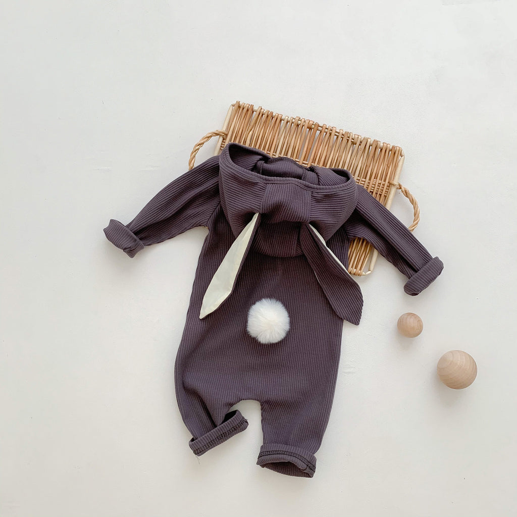 Children's clothing autumn new style boys and girls baby cute rabbit shape jumpsuit infant threaded hooded outdoor climbing clothes
