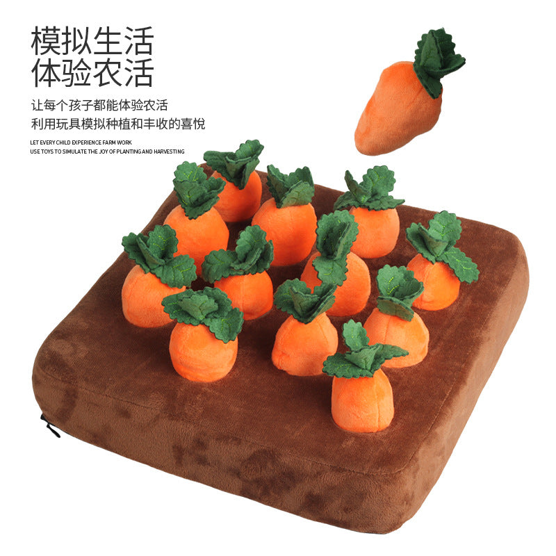 Cross-border popular internet celebrity pet chewing doll creative carrot-pulling plush toy children parent-child interactive vegetable patch