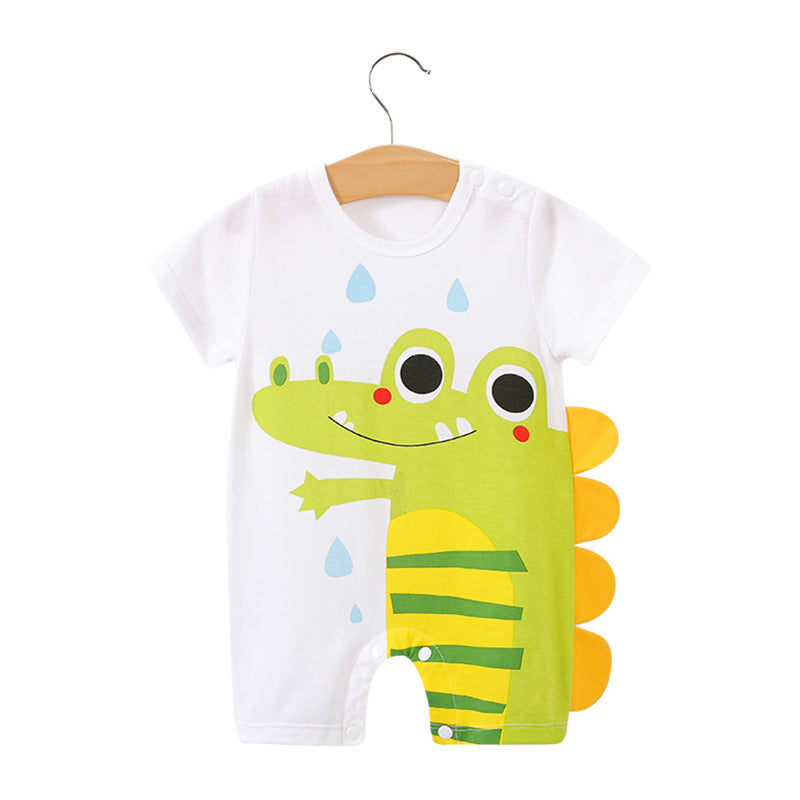 Baby jumpsuit summer clothes baby short-sleeved clothes ins style newborn cartoon animal crawling cotton romper