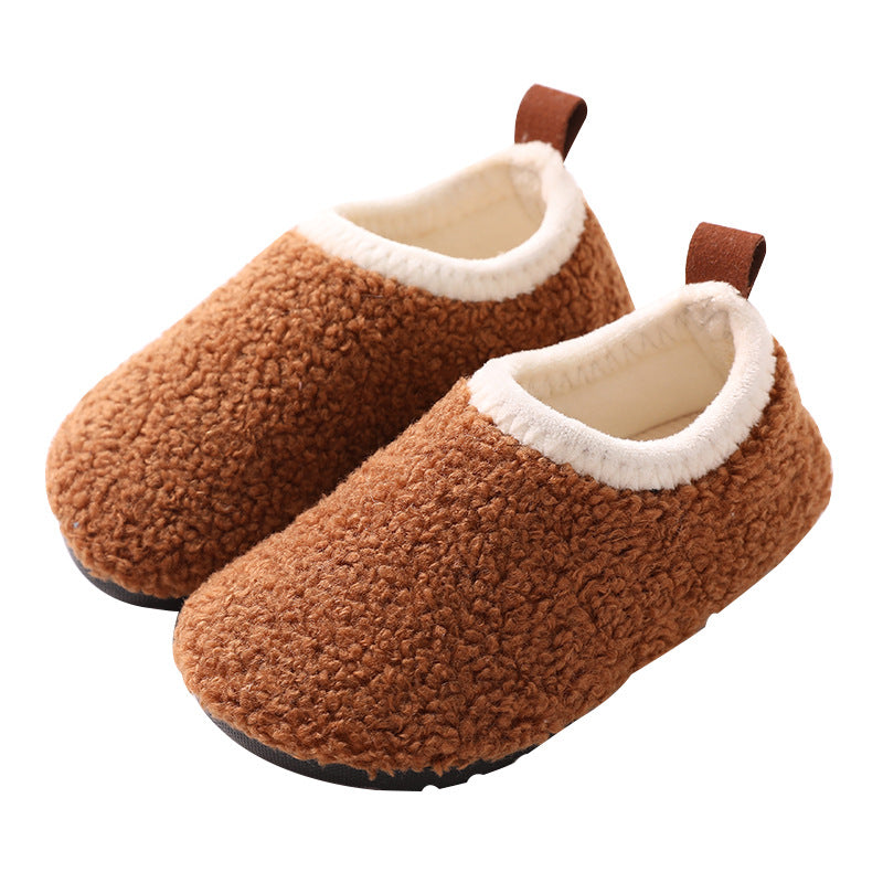 Plush children's men and women's floor socks shoes baby non-slip bottom thickened autumn and winter new cotton shoes indoor home cotton slippers