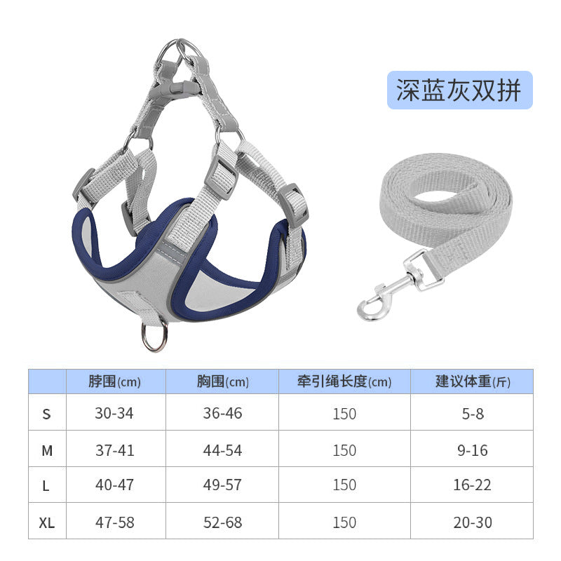 Pet leash, dog harness for outdoor use, pet clothes, dog leash, half-pack cat leash