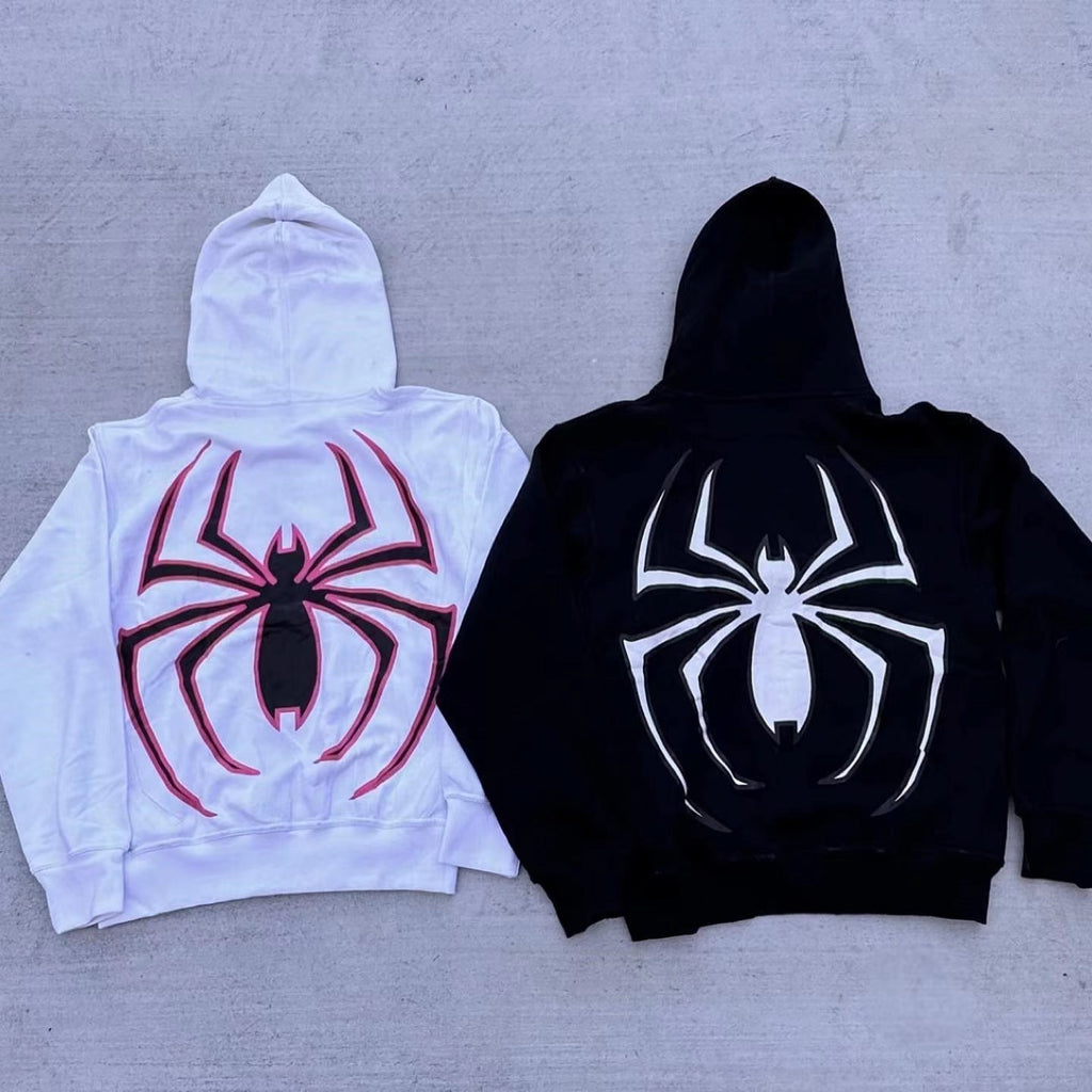 2023 European Halloween personalized male and female sweater hoodies Y2K couple large size Spider-Man zip hoodie