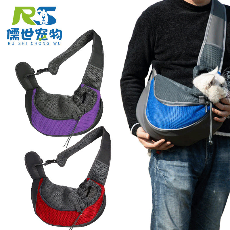 Exposed crossbody pet bag for going out portable bag for dogs chest pet crossbody bag backpack breathable pet shoulder bag