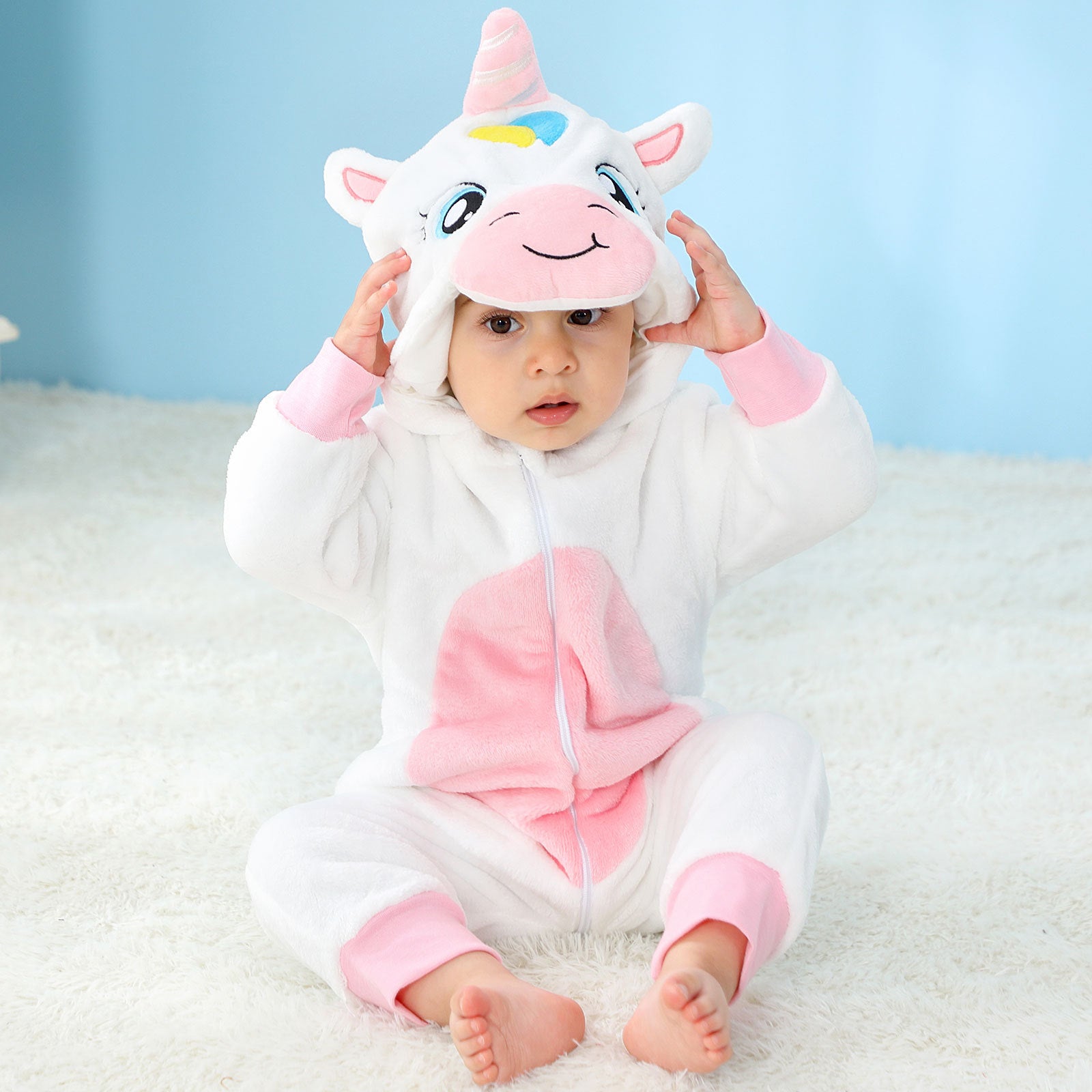MICHLEY cross-border children's animal jumpsuits crawling clothes baby large size crawling clothes infant flannel crawling clothes