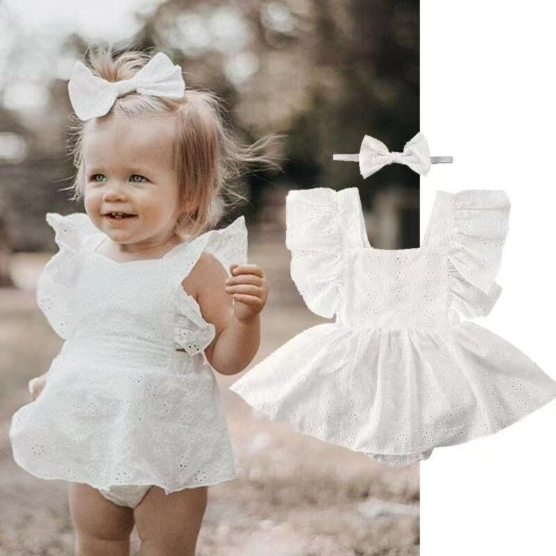 Girls' dress bag fart clothing baby solid color baby romper romper newborn clothes foreign style cross-border summer