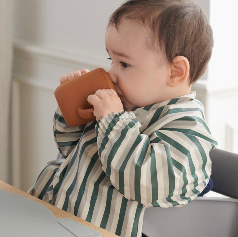 Danish children's waterproof anti-clothing bib baby eating bib super soft waterproof baby rice pocket anti-dirty feeding