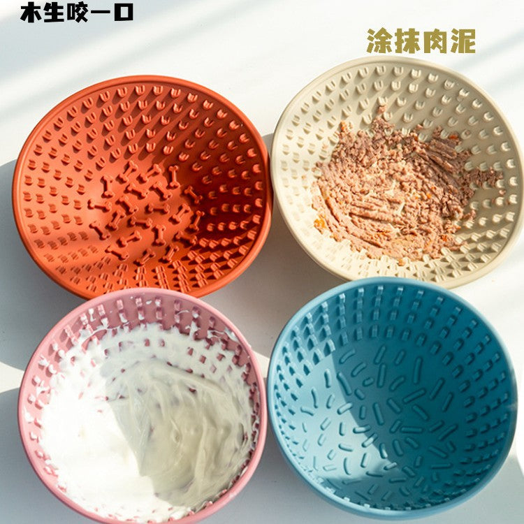 Dog slow food bowl silicone licking pad licking plate shake bowl pet cat educational food leakage food storage enrichment toy