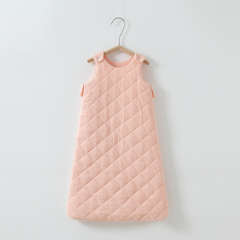Baby Quilted Sleeping Bag Vest Style Autumn and Winter Thick Cotton Gauze Newborn Sleeping Bag Baby Anti-Kicking Quilt Breathable Soft