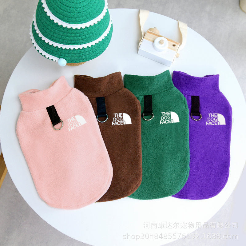 Autumn and winter pet vest dog clothes pet fleece clothing traction warm vest