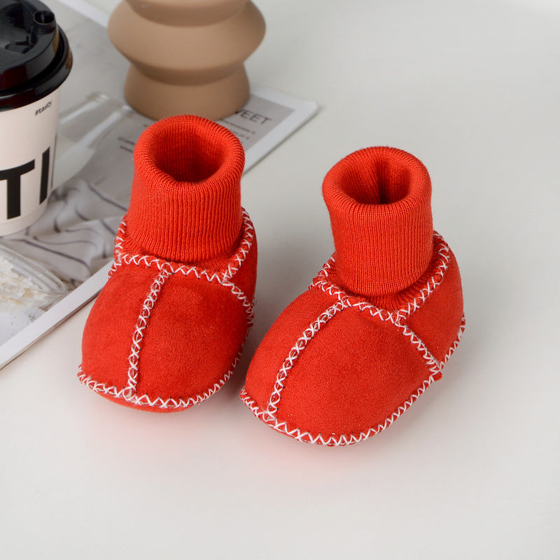 Baby toddler shoes soft sole winter 0-1 years old warm imitation sheepskin fur integrated baby shoes floor socks indoor shoes