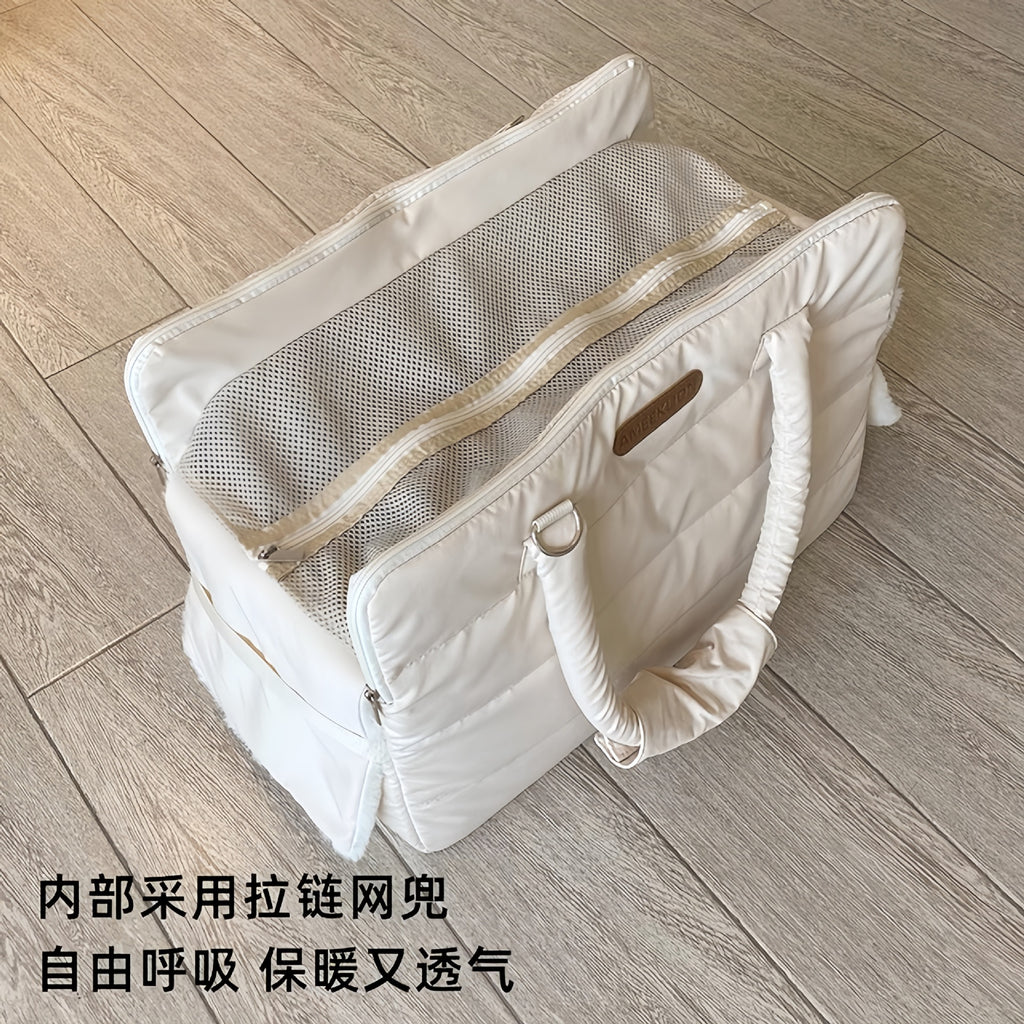 Cat bag portable large capacity hand-held crossbody spring and autumn cotton cloth universal pet bag small dog dog outing bag