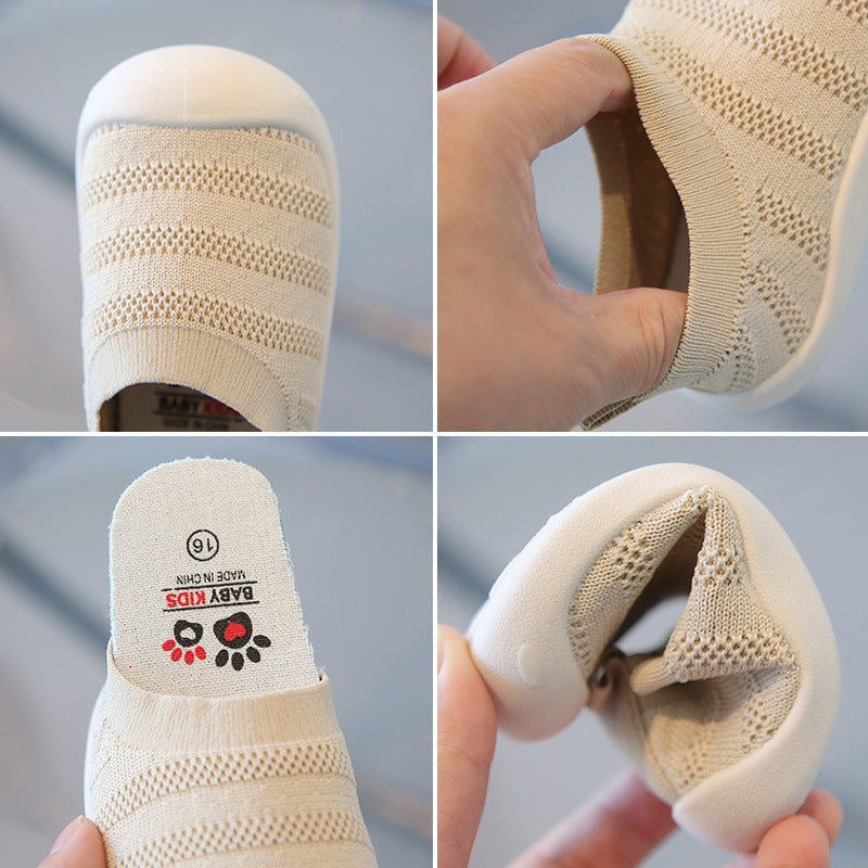 Baby toddler shoes spring and autumn new breathable non-slip indoor shoes baby net shoes knitted children's shoes flying knitted socks shoes