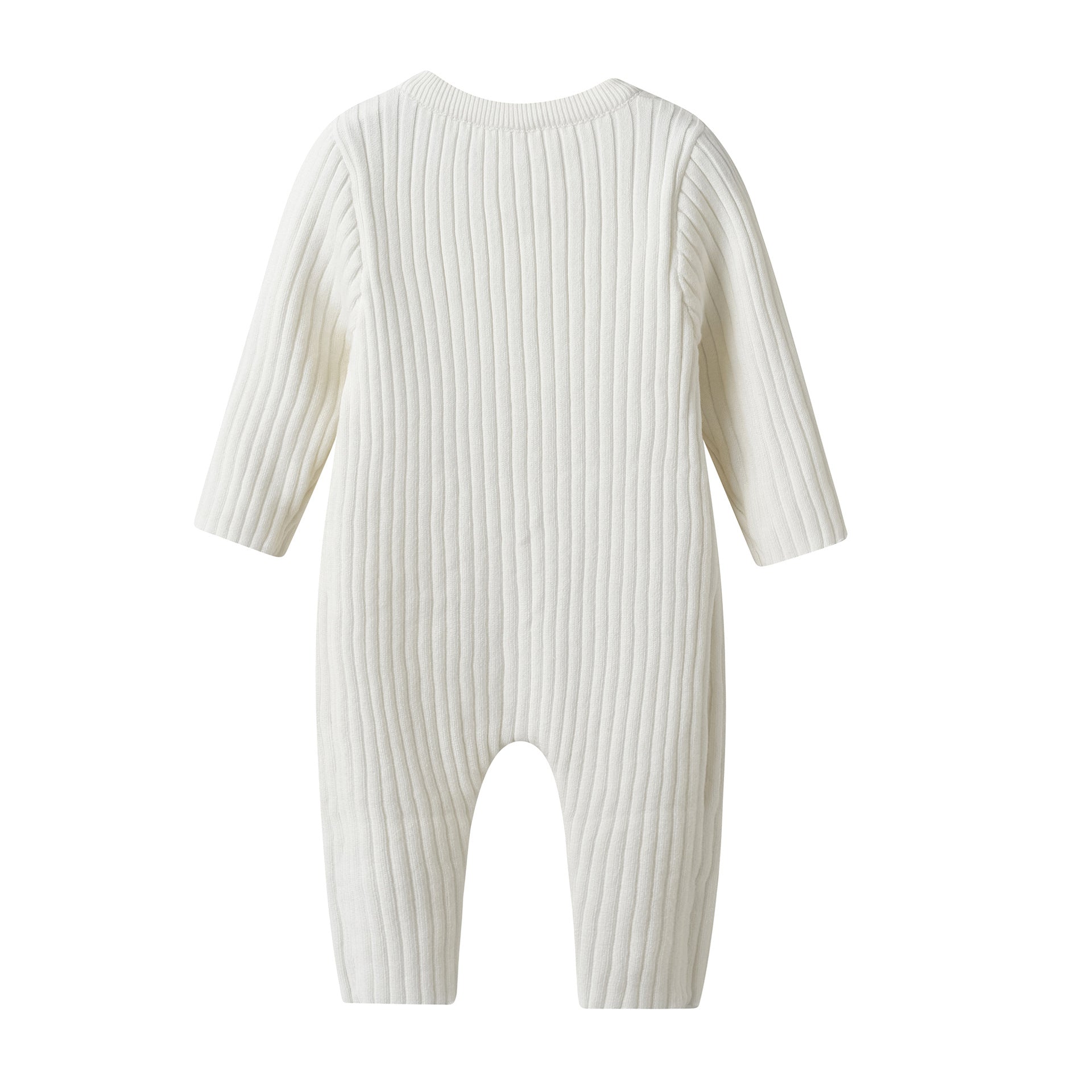 Korean version of ins style baby jumpsuit autumn and winter clothes solid color striped knitted crawling clothes boys and girls baby sweater romper
