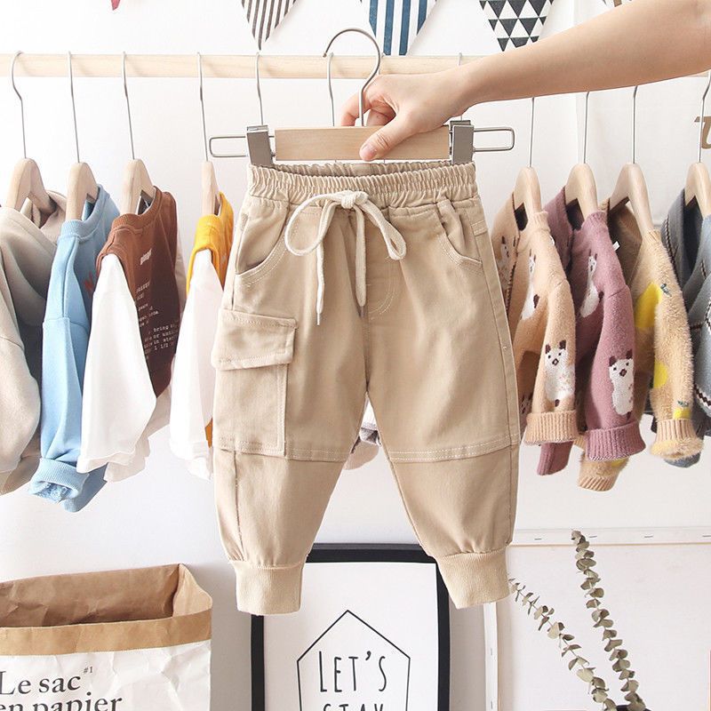 New style boys casual pants spring and autumn children's carrot pants children's Korean version baby fashion cuff work pants