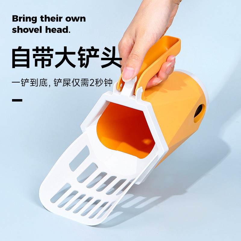 Pet cat poop shovel integrated color matching cat litter shovel with garbage bag storage shovel poop artifact cat cleaning supplies