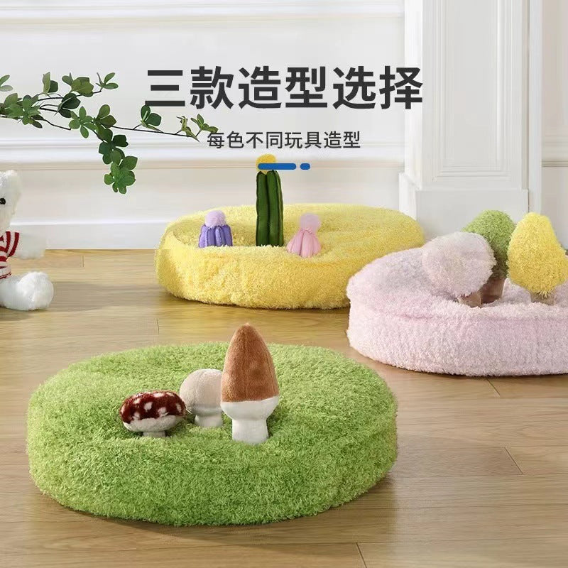 Cross-border hot selling pet mat cat bed puppy dog cat bed sleeping plush toy round bed four seasons universal soft