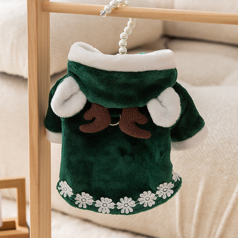 Puppy Autumn and Winter Christmas Elk Pet Sweater Cat Two-legged Knitted Sweater Warm Teddy Pet Clothes
