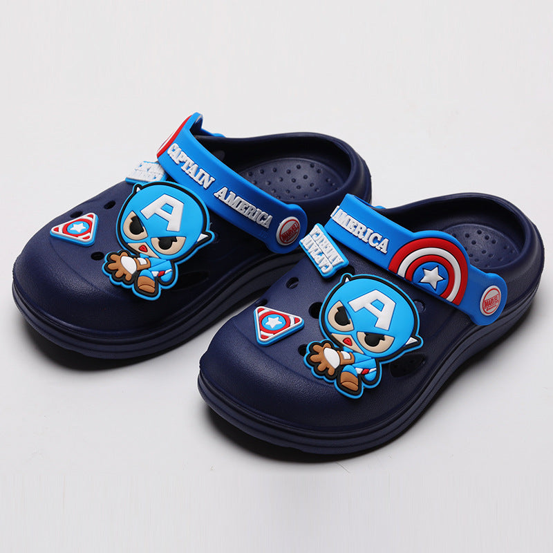 Disney Baotou Anti-collision Iron Man Children's Slippers Summer Indoor Anti-Slip Cartoon Children's Baby Beach Crocs