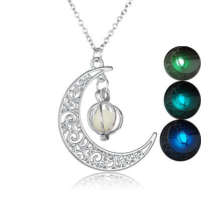 European and American explosion models luminous moon pumpkin creative pendant Luminous women's necklace Christmas Halloween gift jewelry