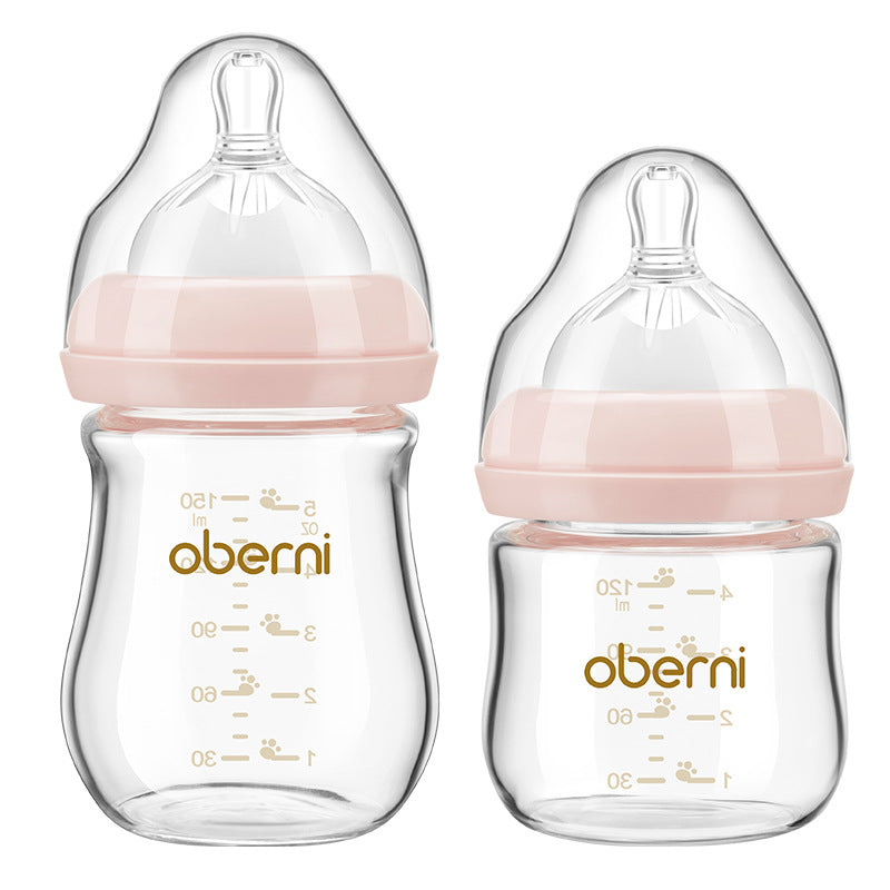 Oubani 150ML newborn glass bottle wide-mouth anti-choking and anti-flatulence baby bottle infant 0-6 months