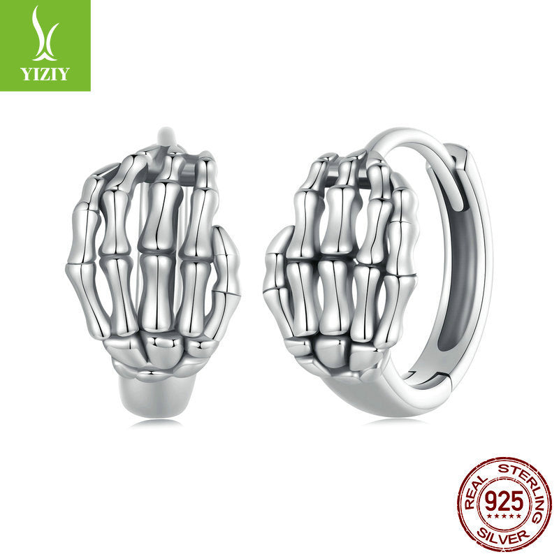 Silver Ziyun original Halloween skull hand bone earrings European and American dark style s925 sterling silver earrings earrings manufacturers