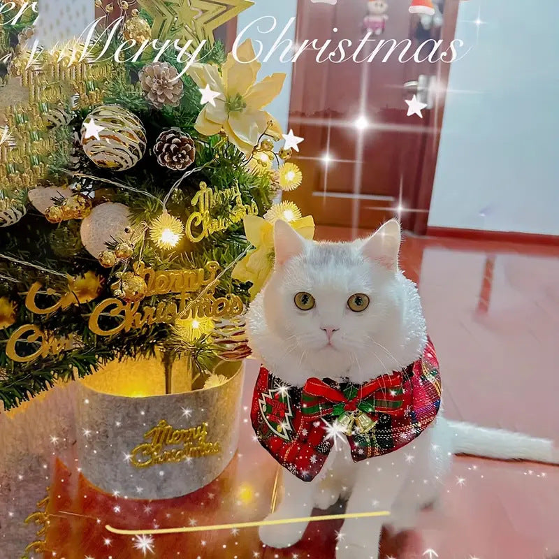 Cat Christmas cloak, dog New Year shawl, pet scarf, British shorthair autumn and winter clothes, warm Teddy collar
