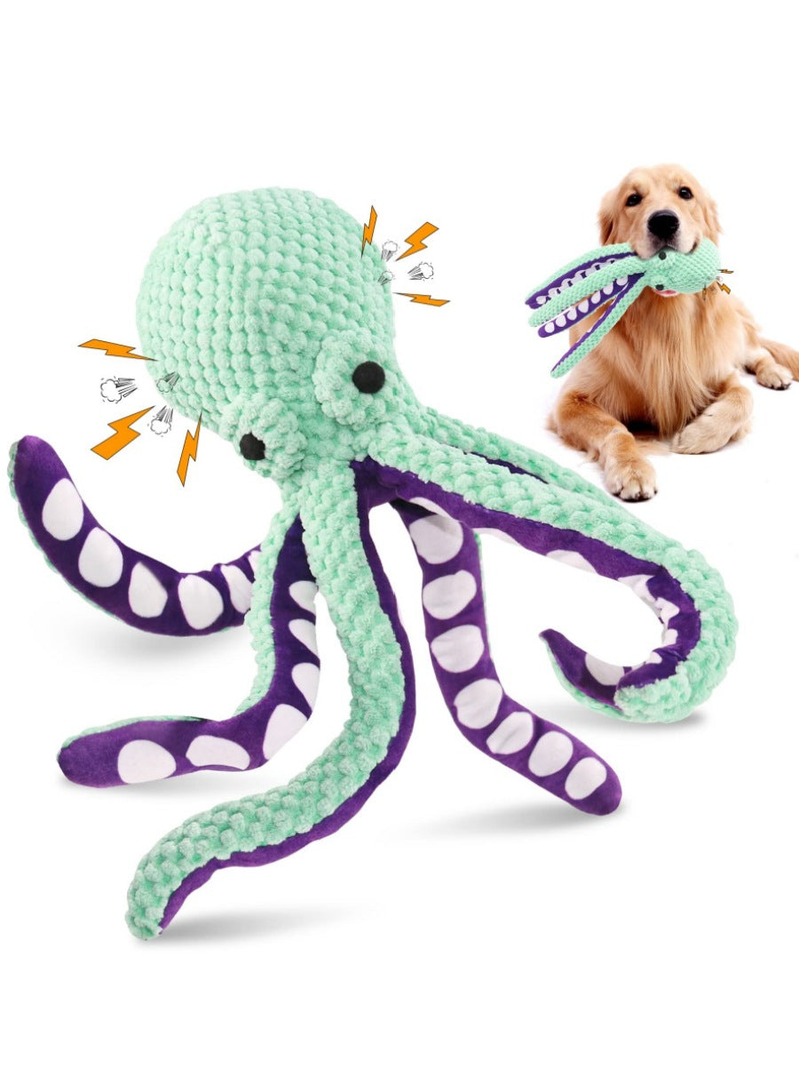 Amazon hot dog pet octopus plush sound toy interactive boredom resistant bite octopus toy