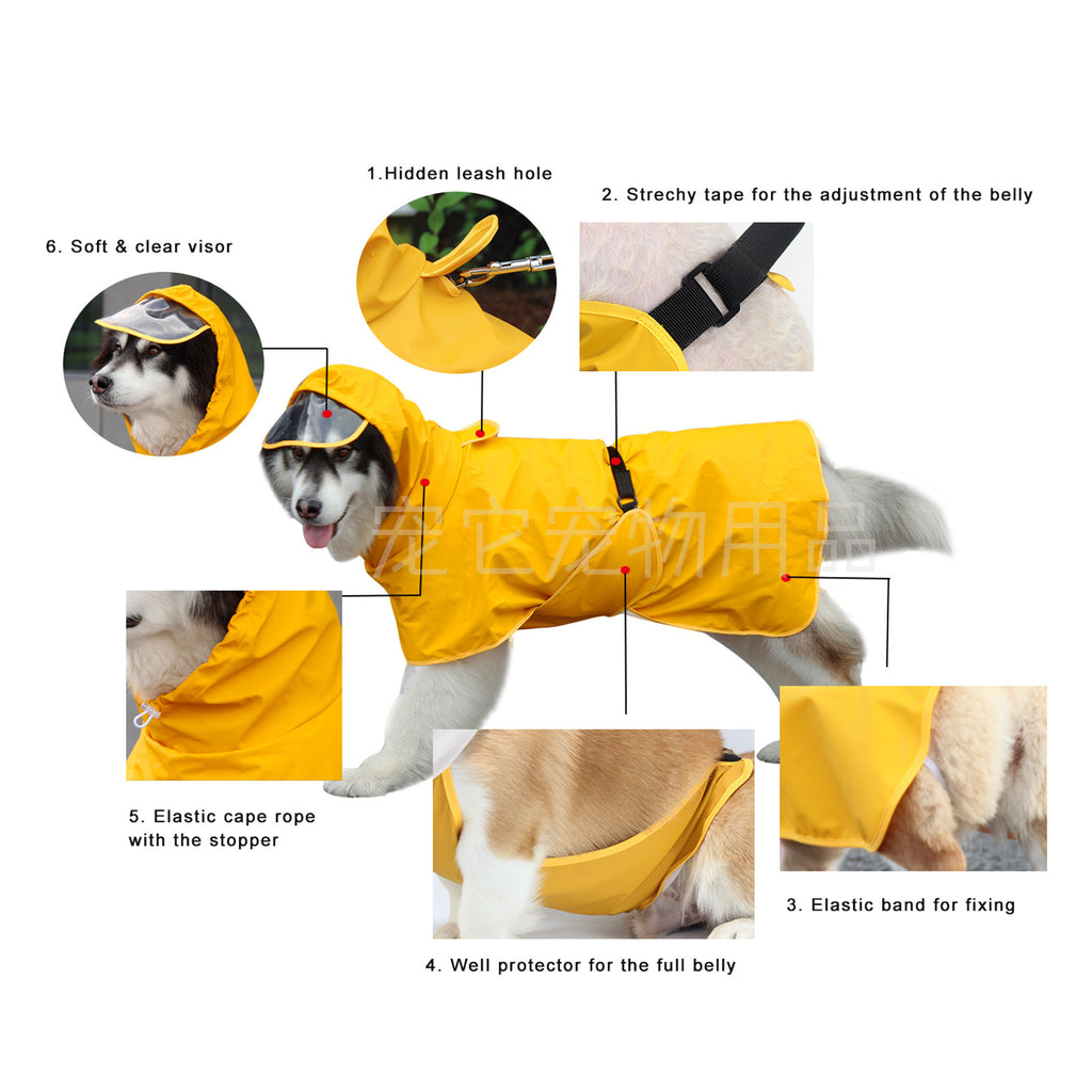 Pet it casual dog raincoat cloak belly corgi teddy golden retriever pet raincoat easy to wear Amazon dog clothes