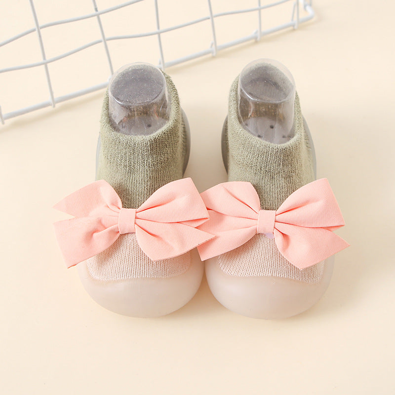 Factory goods ins spring and summer bow children's indoor shoes cute princess style baby socks shoes baby toddler shoes