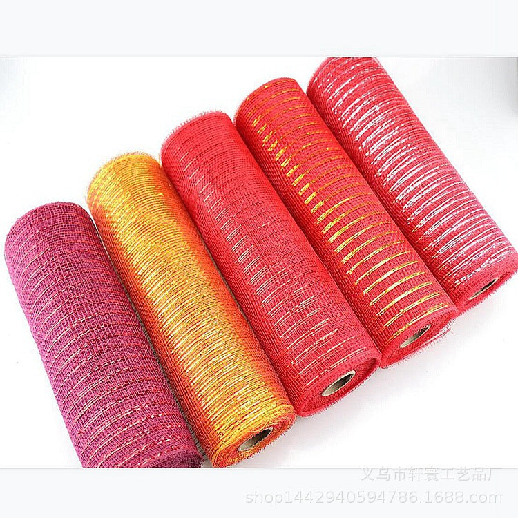 Flower packaging network Amazon Christmas ribbons mesh plastic multiple gold wire mesh Halloween Easter
