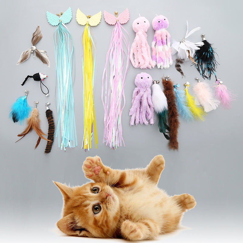 Pet supplies factory wholesale cross-border cat toy stick replacement head DIY large collection interactive self-entertainment cat toy