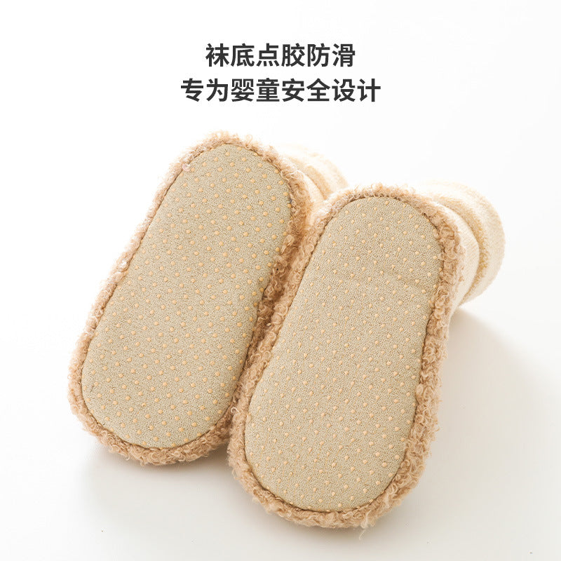 Liu Chengxing floor socks baby autumn and winter terry thickened children's toddler shoes and socks sets cartoon non-slip baby socks shoes