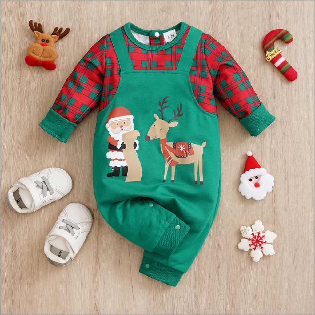 Autumn and winter Christmas baby jumpsuit baby clothes long-sleeved newborn crawling clothes baby Christmas clothing cross-border