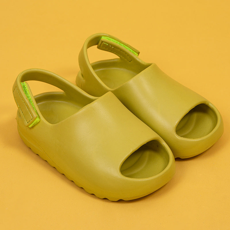 Children's sandals fish mouth solid color sewing Velcro outdoor beach baby baby sandals foreign trade wholesale