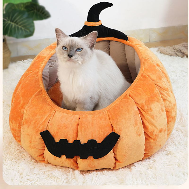 Pumpkin nest cat nest four seasons universal dog nest winter warm sleeping mat house bed pet nest Halloween supplies