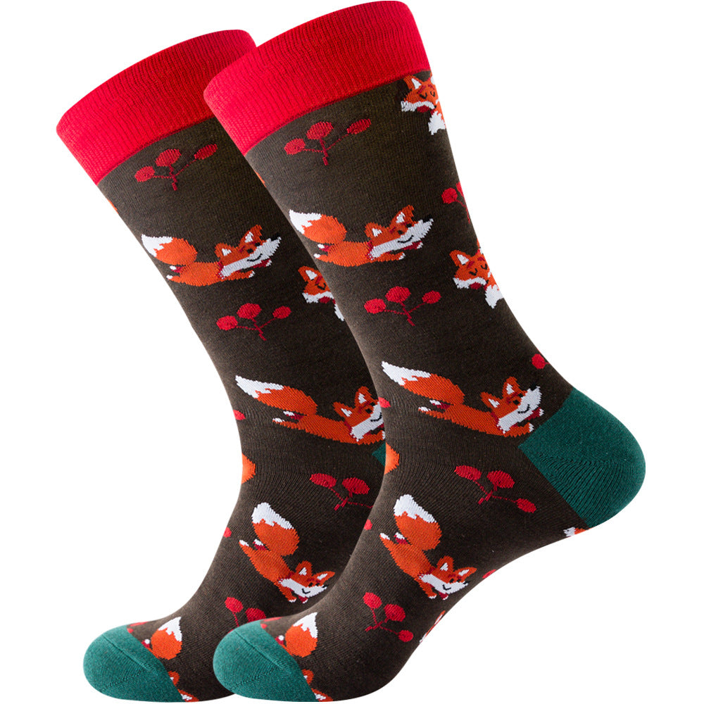 Original design Amazon autumn and winter animal socks astronaut men's socks geometric women's socks Halloween mid-calf socks