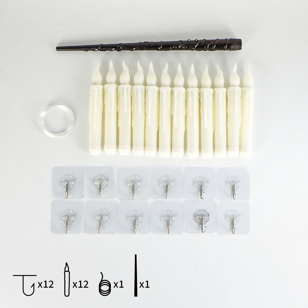 Harry Potter Magic Wand Remote Control Long Strip with Fishing Line Hook Rod Wax Candle Light Halloween Party Decorative Candle