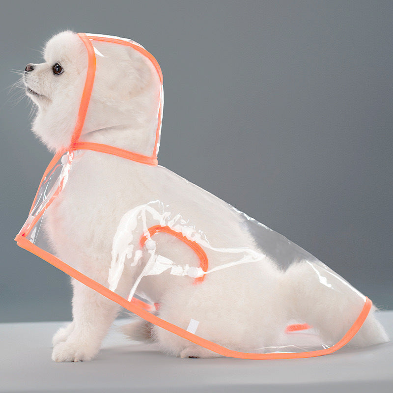 Pet raincoat transparent dog raincoat factory direct wholesale one piece waterproof windproof pet clothes large dog