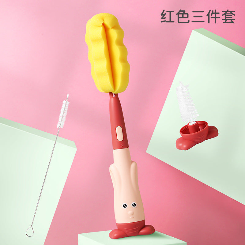 Baby bottle brush penguin three-in-one bottle brush straw brush pacifier brush set water cup cleaning brush spot wholesale