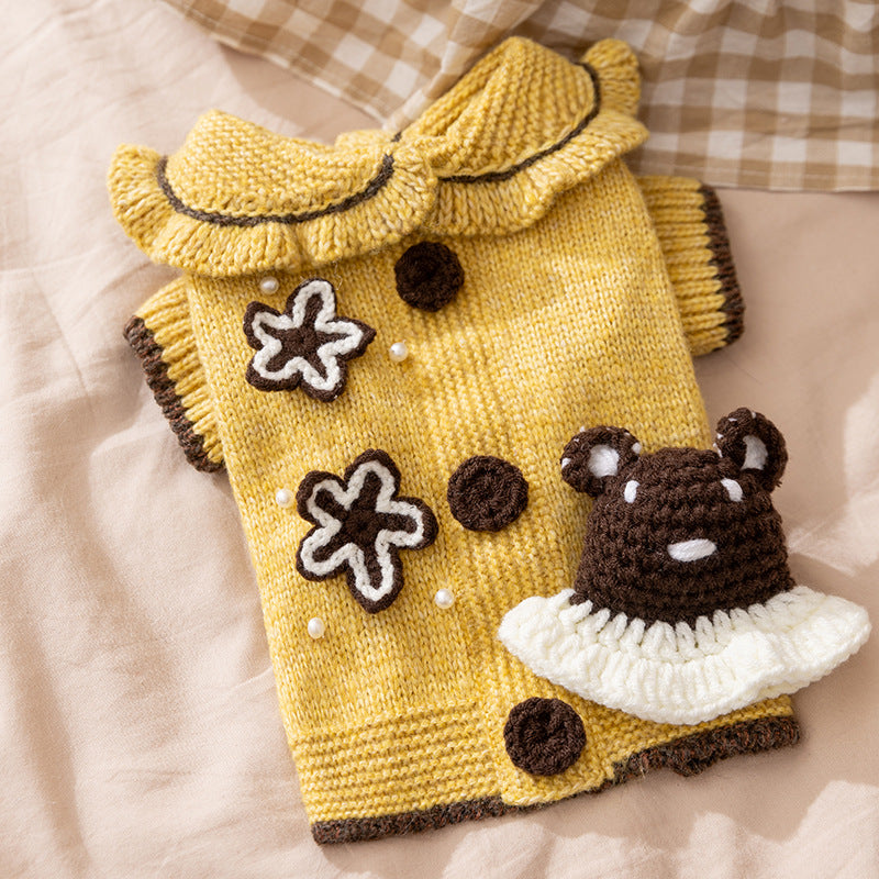 Autumn and winter joint cat clothes thick warm pullover sweater Teddy dog two-legged clothes pet clothes