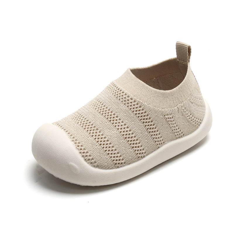 Baby toddler shoes spring and autumn new breathable non-slip indoor shoes baby net shoes knitted children's shoes flying knitted socks shoes