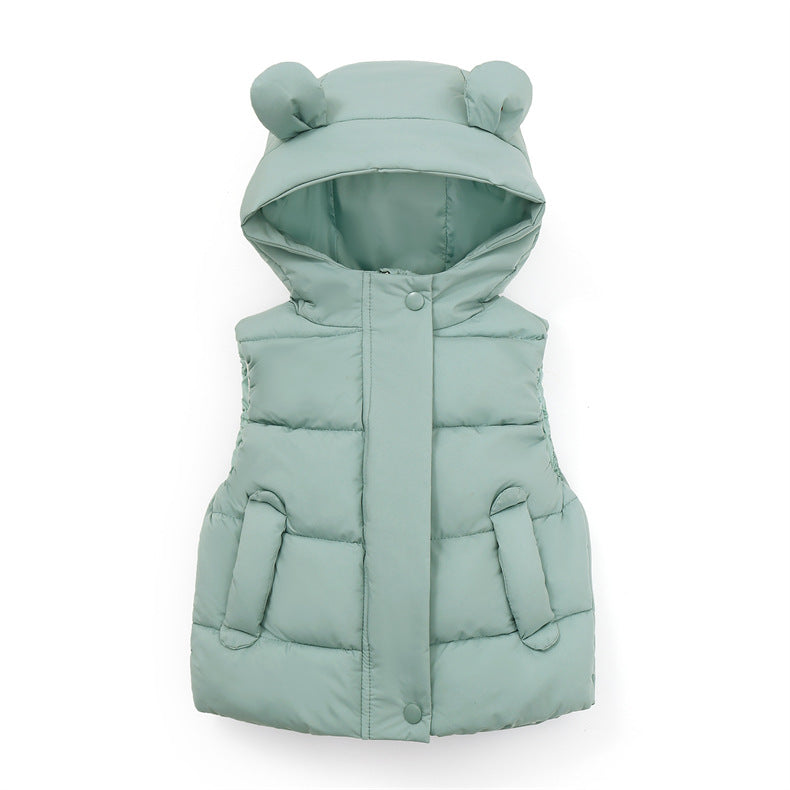 2025 autumn and winter children's thick down cotton vest vest girl waistcoat girl top baby warm cotton coat